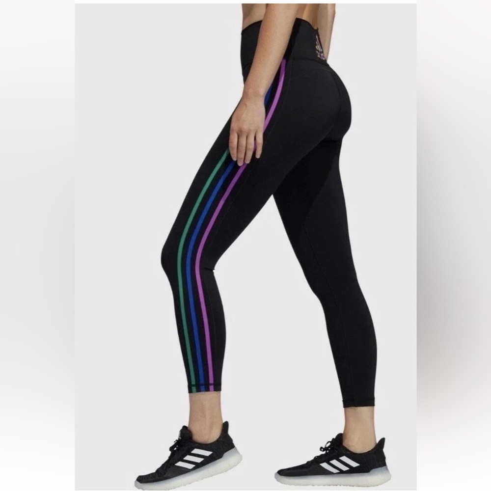 ADIDAS Pride Believe This 2.0 Leggings 1X 3-Stripes Rainbow 7/8 Length - Picture 6 of 14